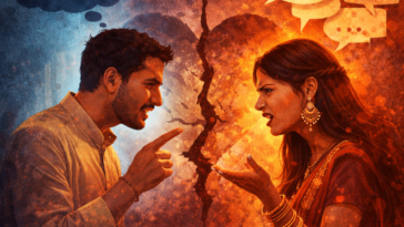 Marriage conflict shayari showing emotional struggles between husband and wife