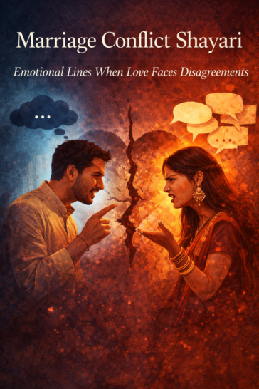 Marriage conflict shayari showing emotional struggles between husband and wife