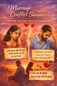 Marriage conflict shayari showing emotional struggles between husband and wife