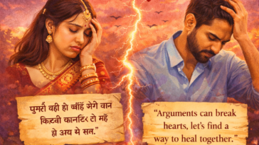 Marriage conflict shayari showing emotional struggles between husband and wife