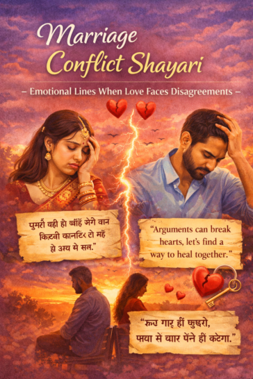 Marriage conflict shayari showing emotional struggles between husband and wife